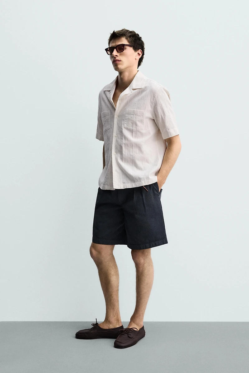 RELAXED FIT STRIPED JACQUARD SHIRT