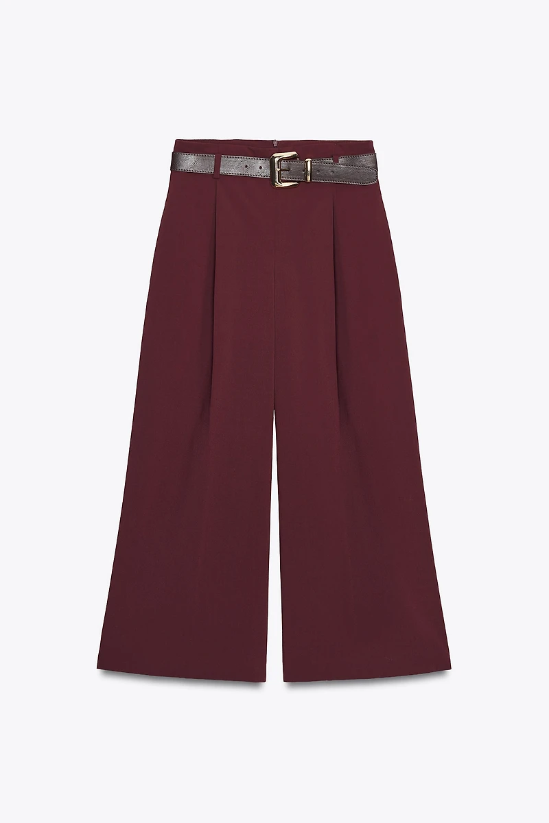 PLEATED BELTED PANTS