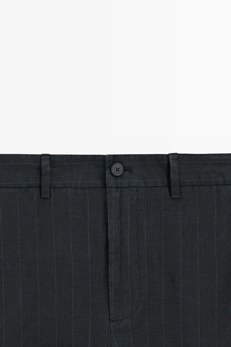 Linen trousers with striped detail