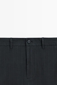 Linen trousers with striped detail