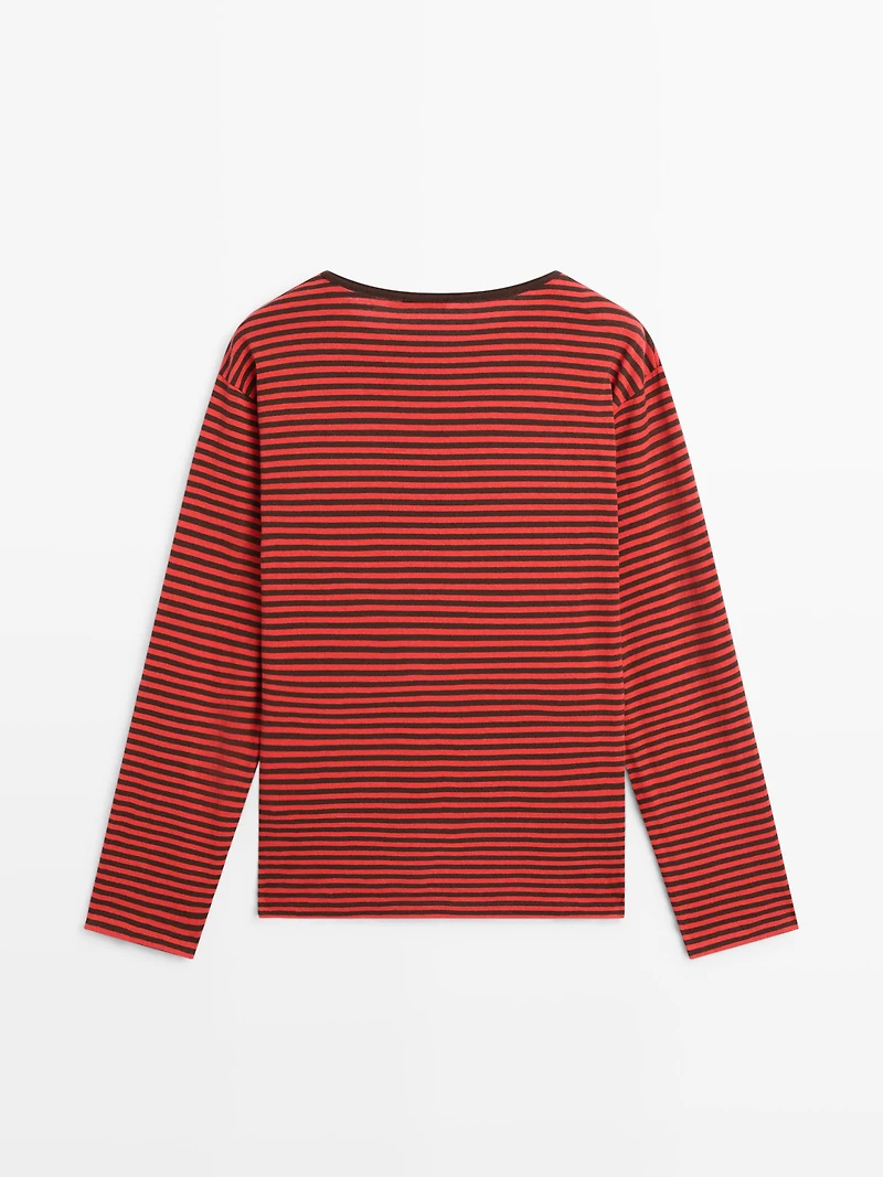 Striped long sleeve cotton T-shirt