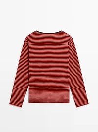Striped long sleeve cotton T-shirt