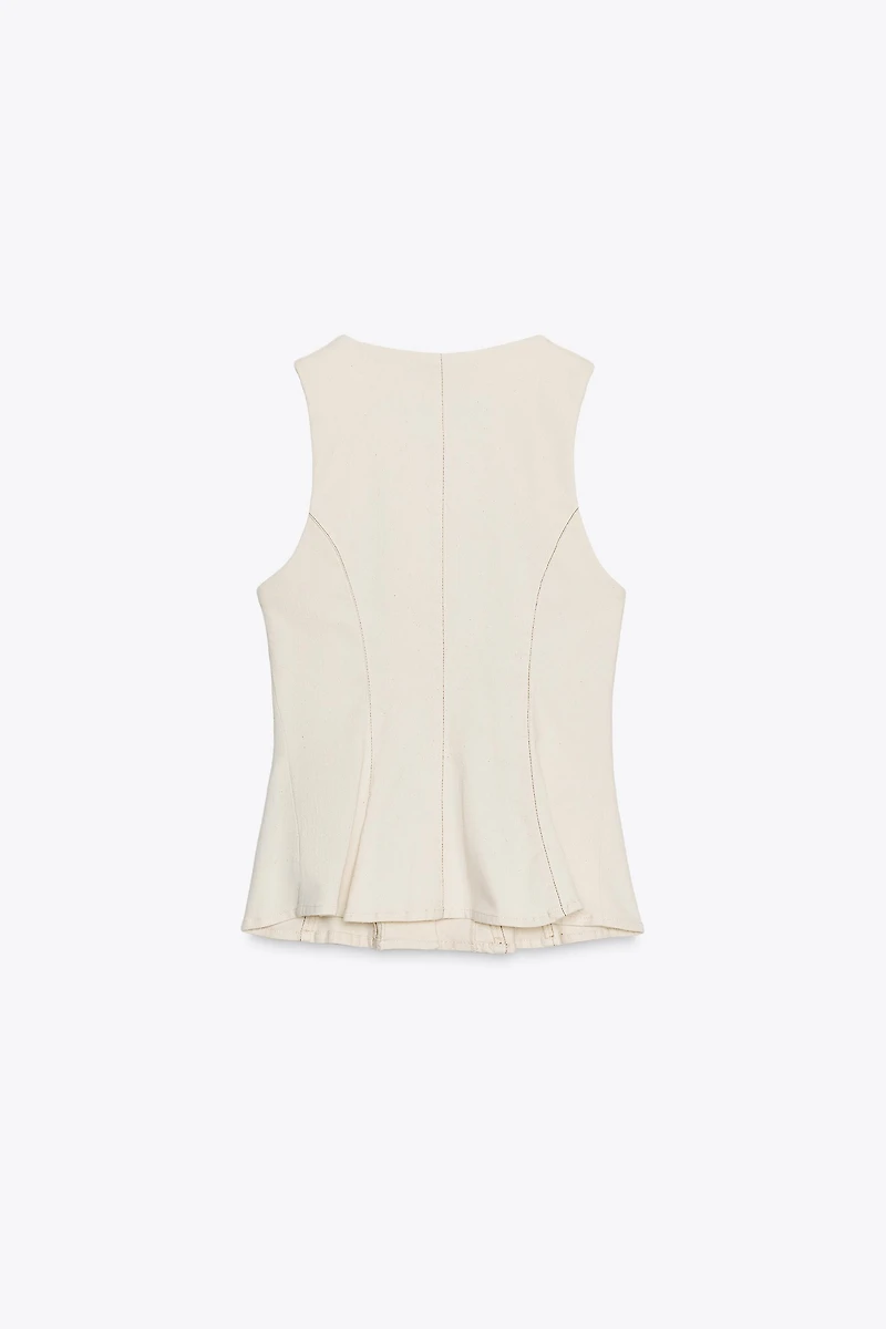 STITCHED PEPLUM VEST