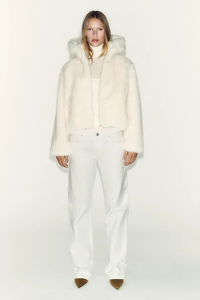 ANORAK EFFET MOUTON À CAPUCHE AVEC ISOLATION THERMIQUE