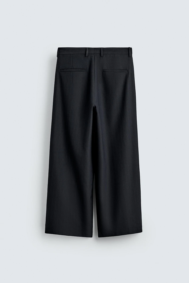 PLEATED PINSTRIPE PANTS