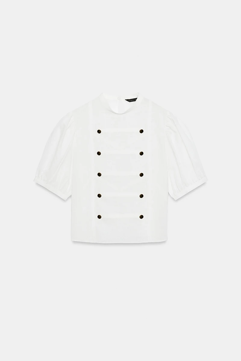 PUFF SLEEVE SHIRT WITH BUTTON DETAILS