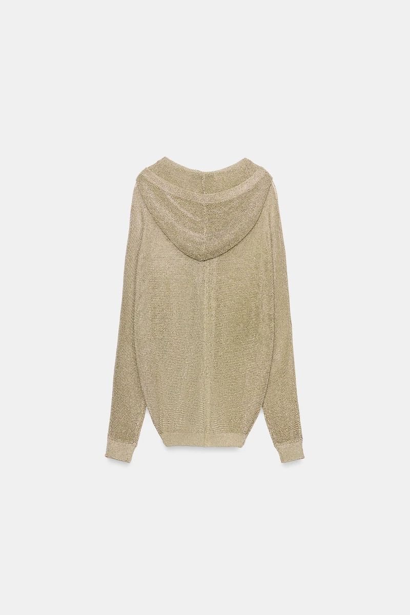 SWEAT À CAPUCHE EN MAILLE FIL MÉTALLISÉ