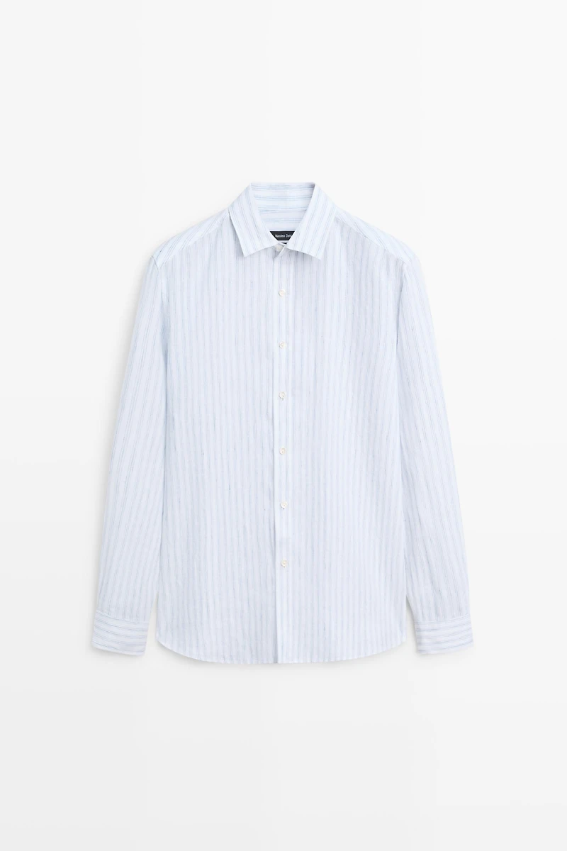 Extra-fine 100% linen striped shirt