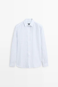 Extra-fine 100% linen striped shirt