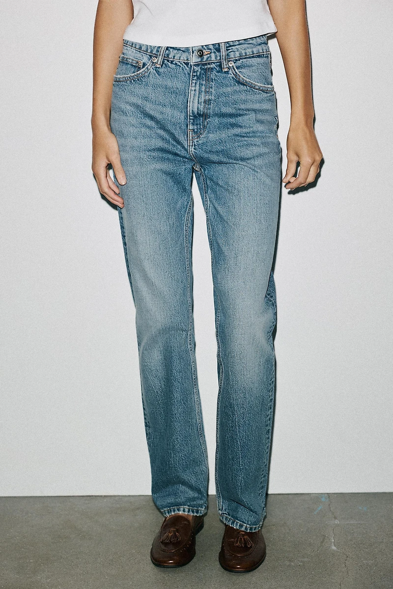 TRF STRAIGHT LEG JEANS WITH A HIGH WAIST