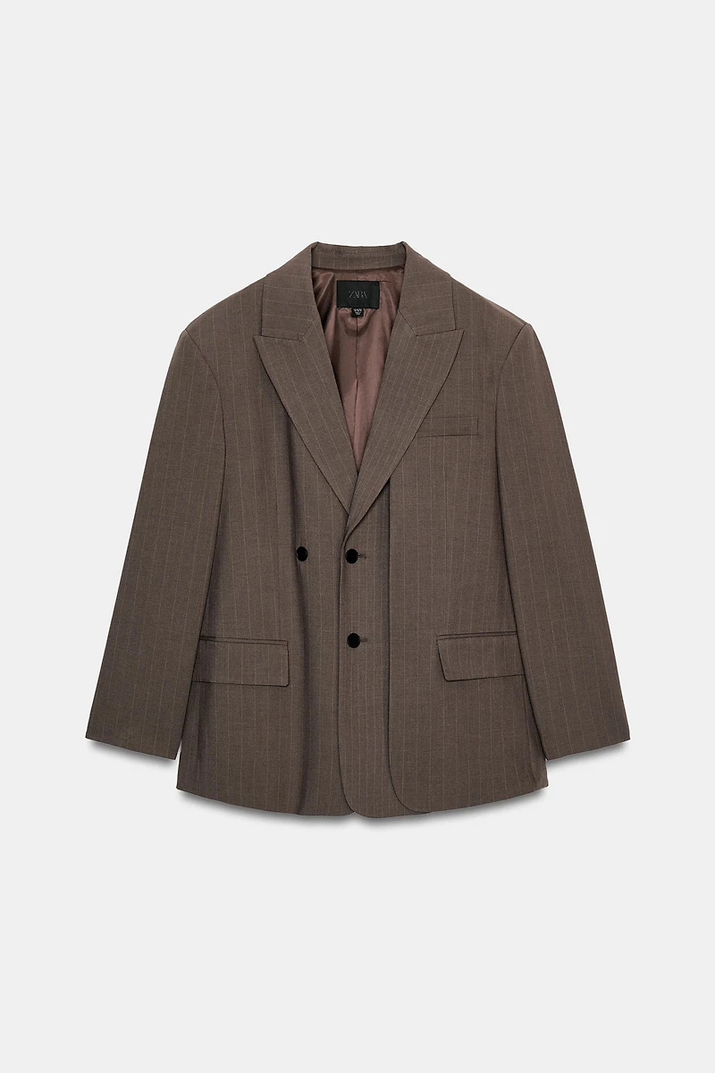 BLAZER OVERSIZE À RAYURES EN DOUBLE TISSU