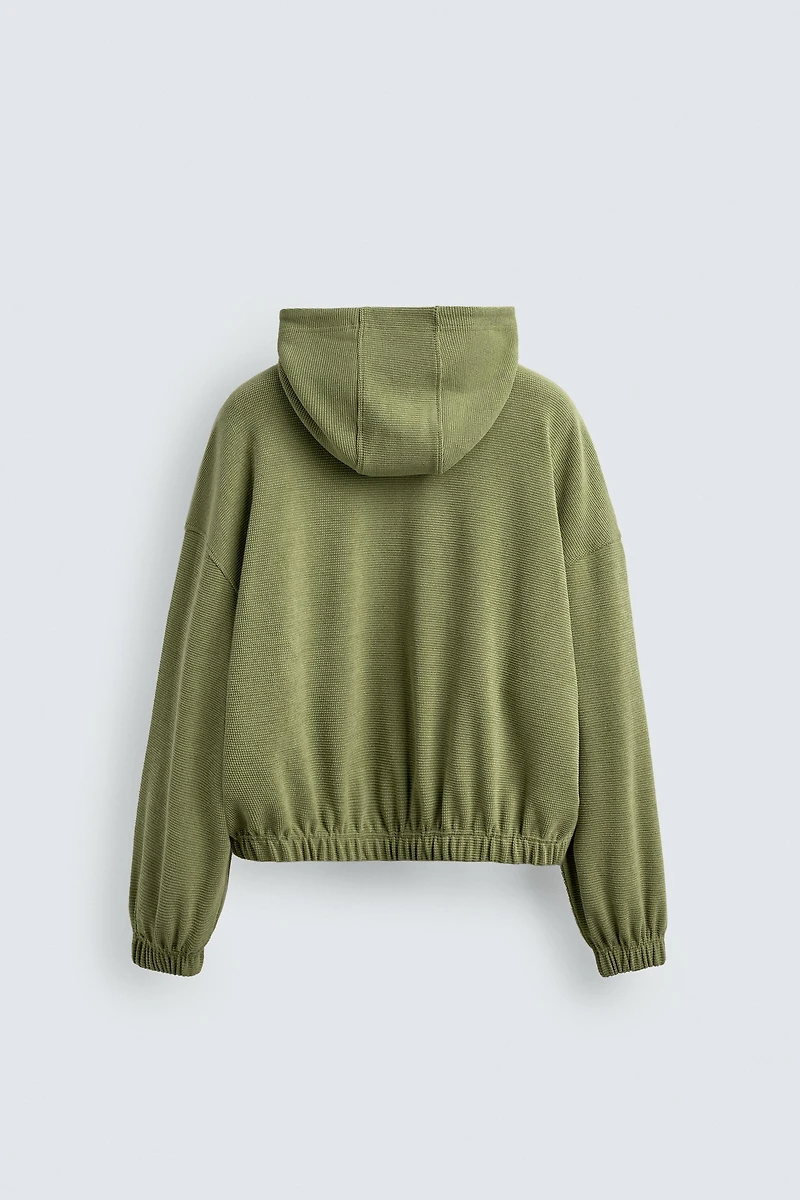 WASHED WAFFLE HOODIE JACKET