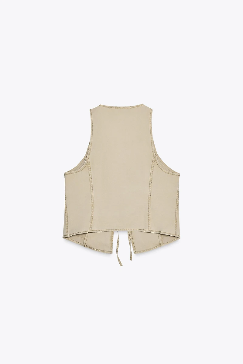 TOP GILET EFFET DÉLAVÉ