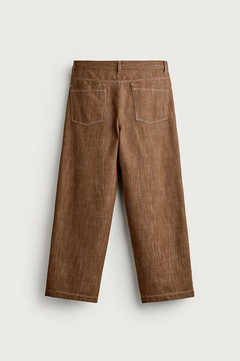 RELAXED FIT TOPSTITCHED PANTS