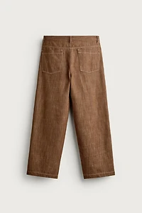 RELAXED FIT TOPSTITCHED PANTS