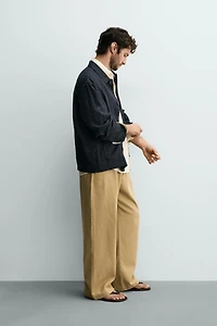 100% LINEN REGULAR FIT OVERSHIRT