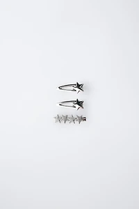 PACK OF THREE SPARKLY STAR HAIR CLIPS