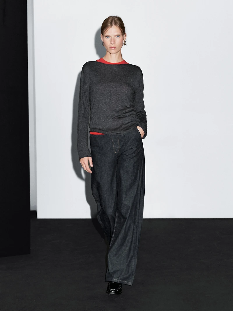 High-waist loose straight-leg jeans