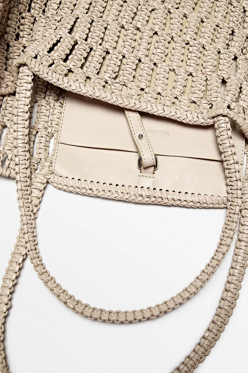 Braided nappa leather shopper bag