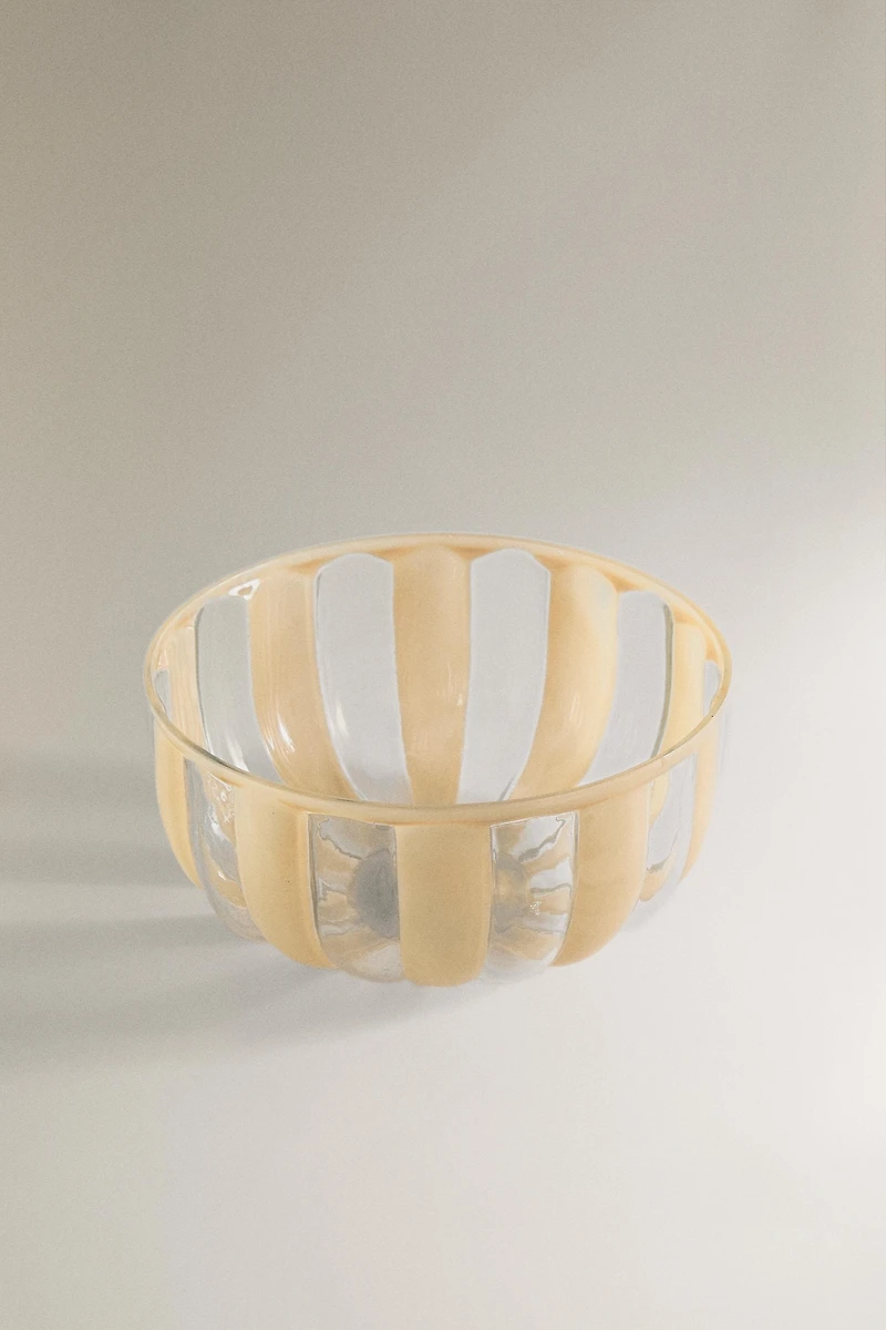 STRIPED GLASS SALAD BOWL