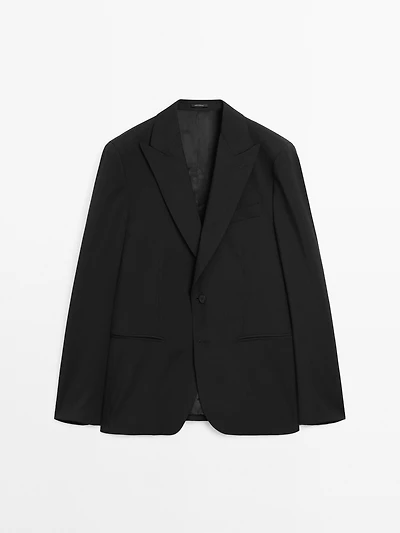 Plain 100% wool suit blazer