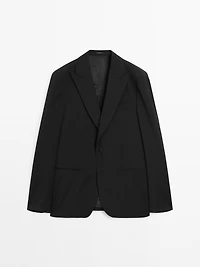 Plain 100% wool suit blazer