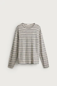 VISCOSE-LINEN STRIPED T-SHIRT