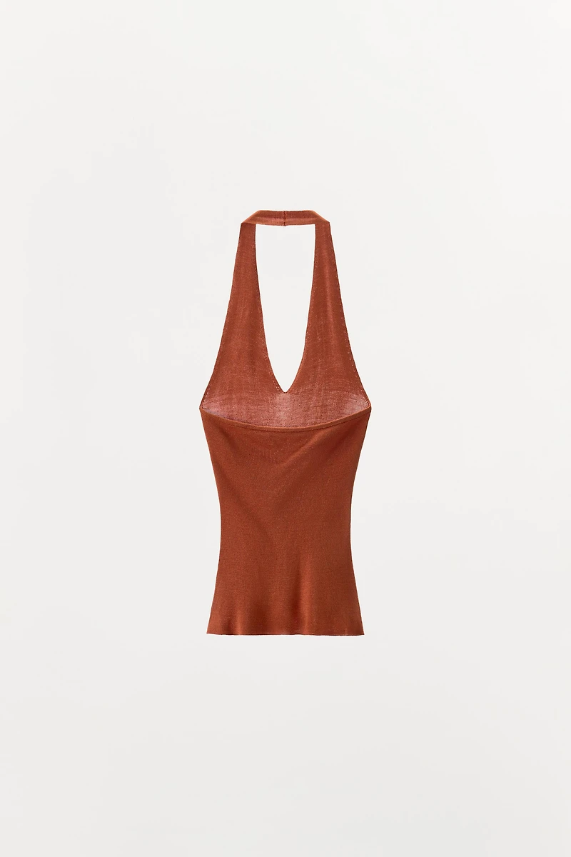 100% SILK SEAMLESS HALTER TOP