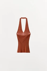 100% SILK SEAMLESS HALTER TOP