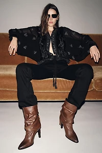 FRINGED LEATHER ANKLE BOOTS