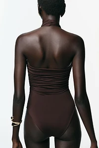 HALTER POLYAMIDE BODYSUIT WITH METAL DETAIL