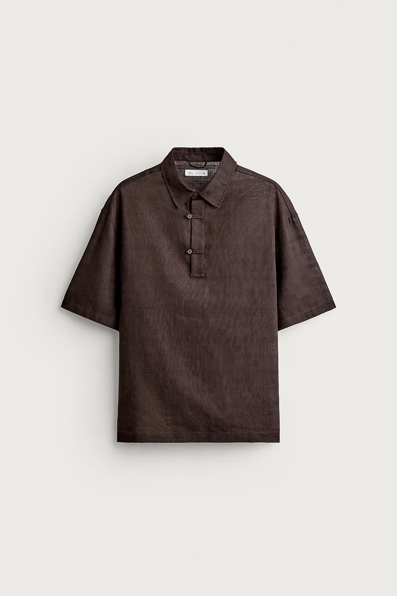 LINEN COTTON BLEND POLO SHIRT