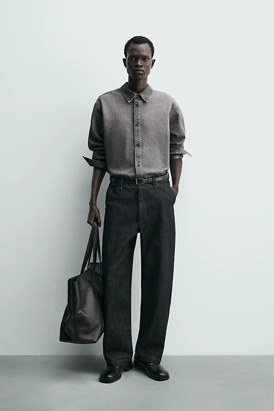 WASHED RELAXED FIT DENIM SHIRT