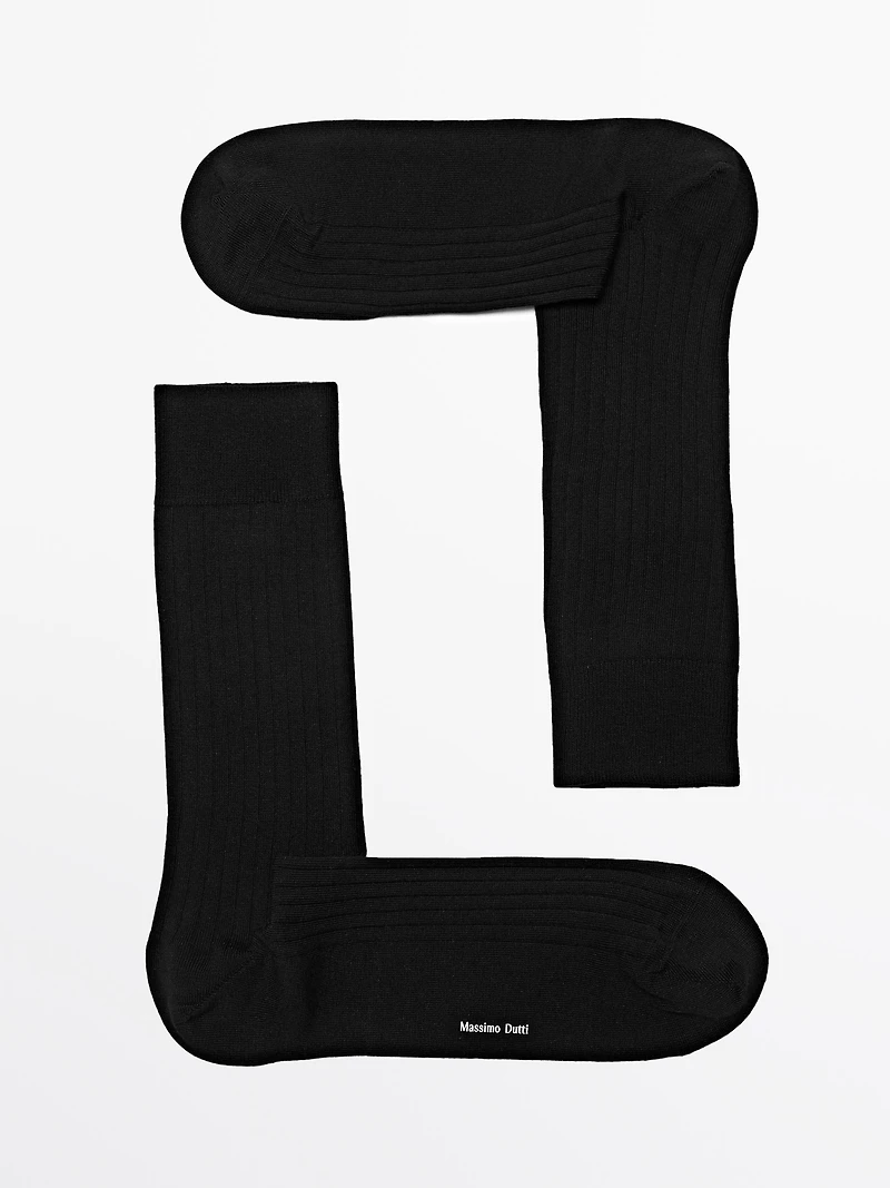 Ribbed cotton blend socks