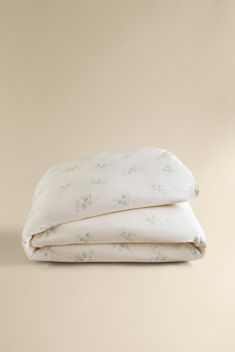 SATEEN DUVET COVER WITH FLORAL BOUQUETS