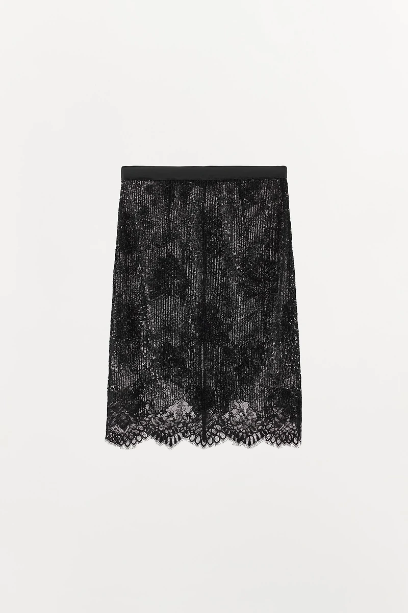 JUPE COMBINÉE SEQUINS DENTELLE
