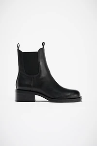 WATER REPELLENT LEATHER CHELSEA ANKLE BOOTS