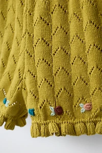 COTTON LINEN EMBROIDERED KNIT SHORTS