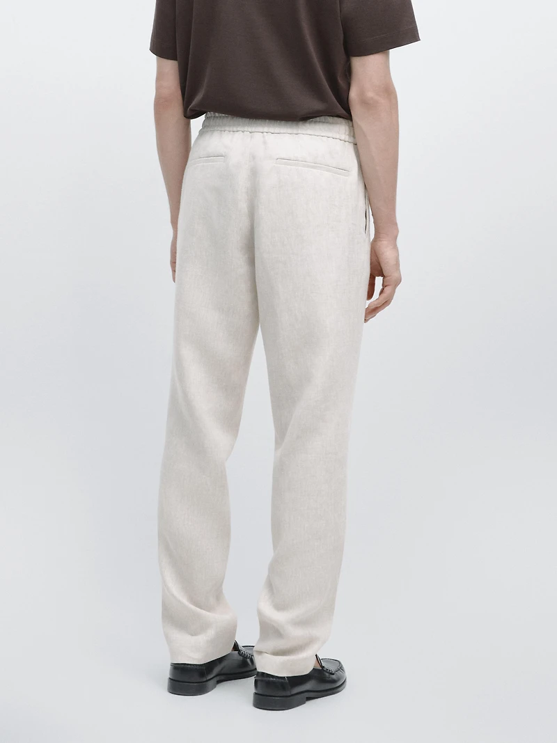 Linen jogger fit trousers