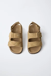FISH PRINT LEATHER SANDALS