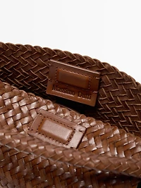 Braided nappa leather crossbody bag