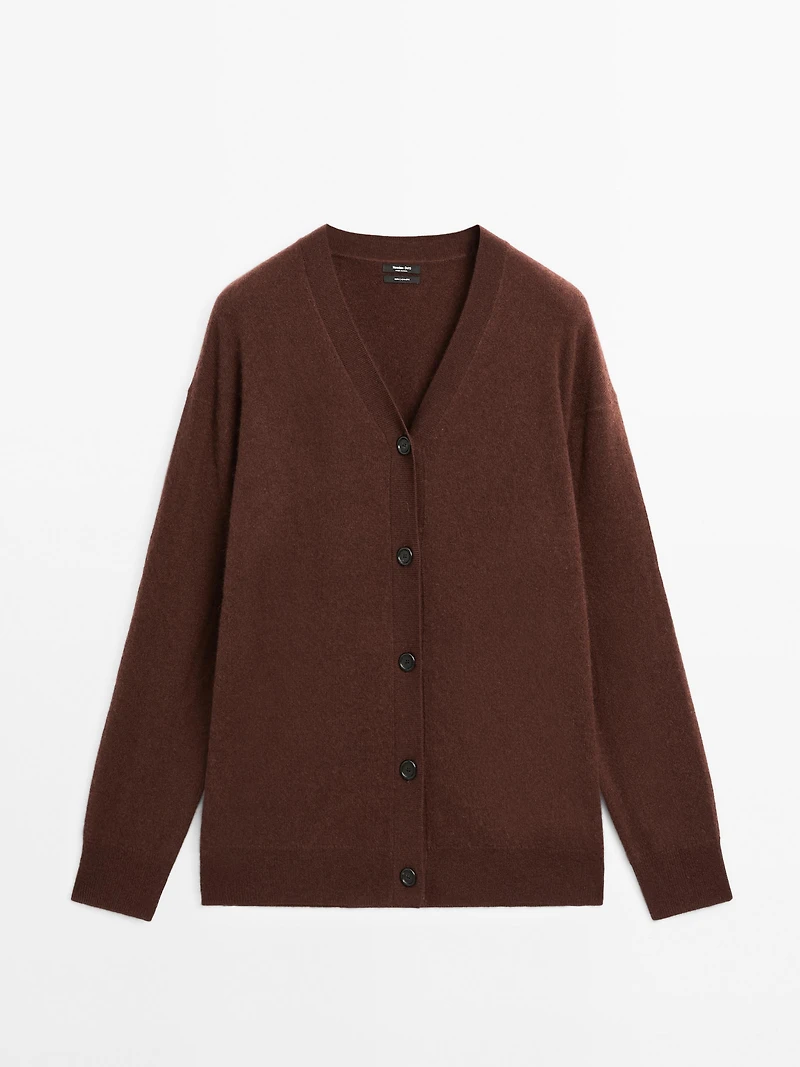 100% cashmere V-neck oversize cardigan