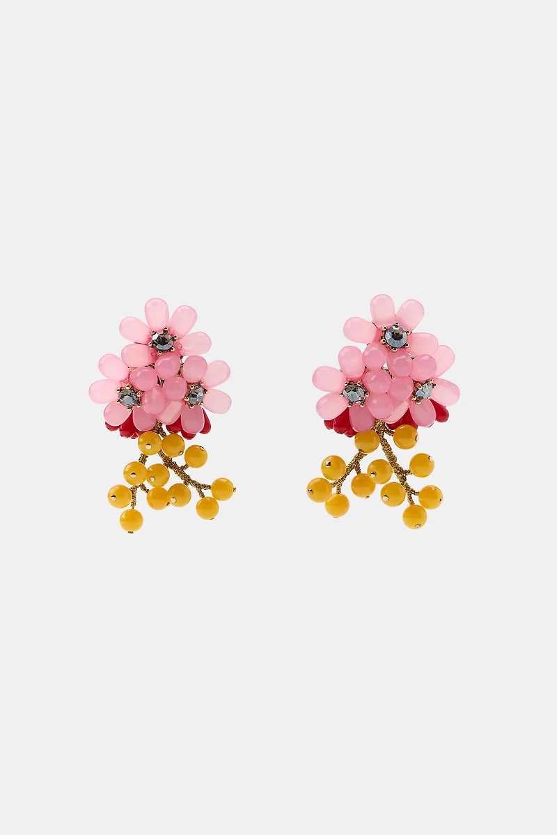 BEADED JEWEL FLOWER EARRINGS
