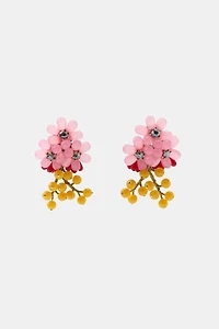 BEADED JEWEL FLOWER EARRINGS