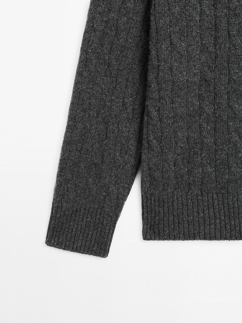 Pull col montant fermeture Éclair 100 % cachemire