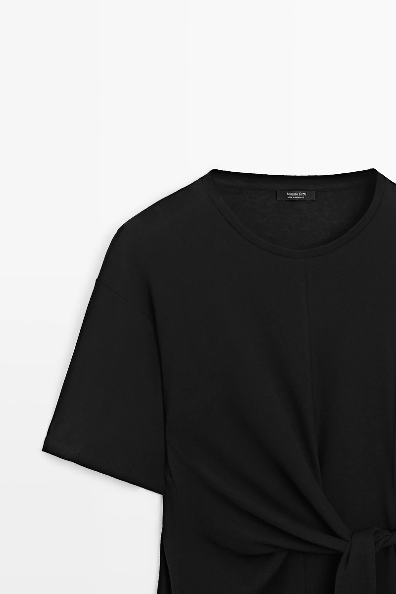 Short sleeve T-shirt with tie detail