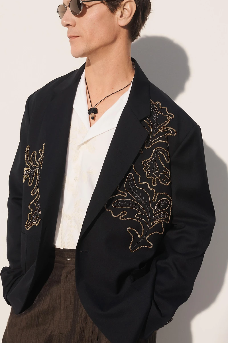 VESTE COUPE DÉCONTRACTÉE BRODERIES CONTRASTANTES
