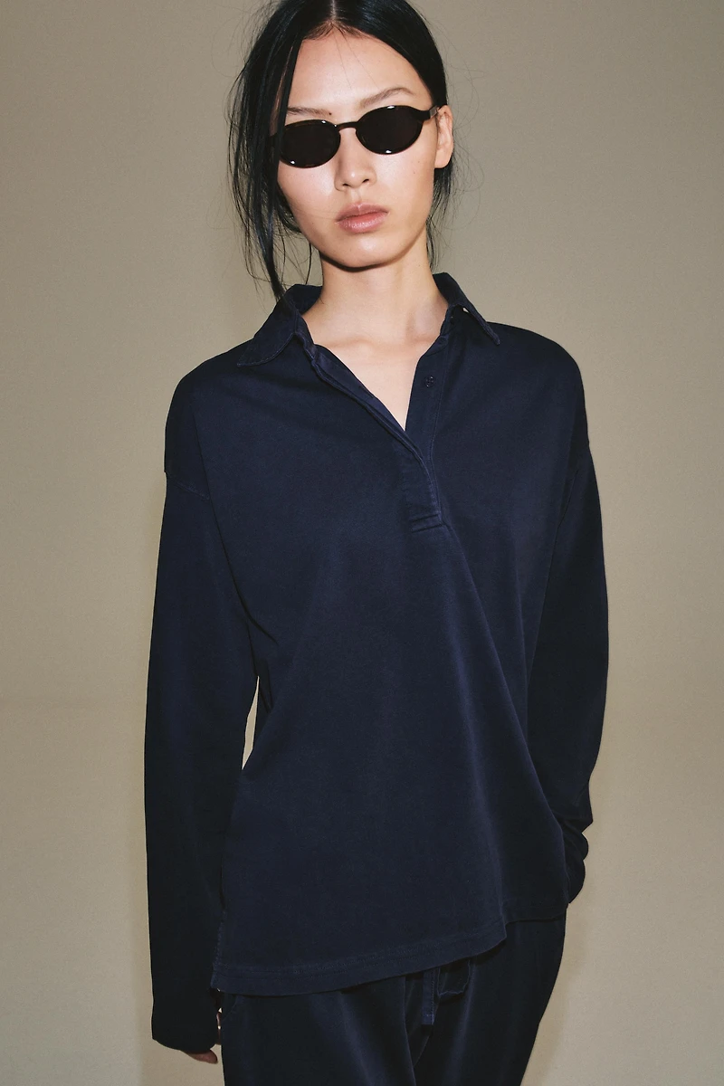 OVERSIZED COTTON POLO SHIRT