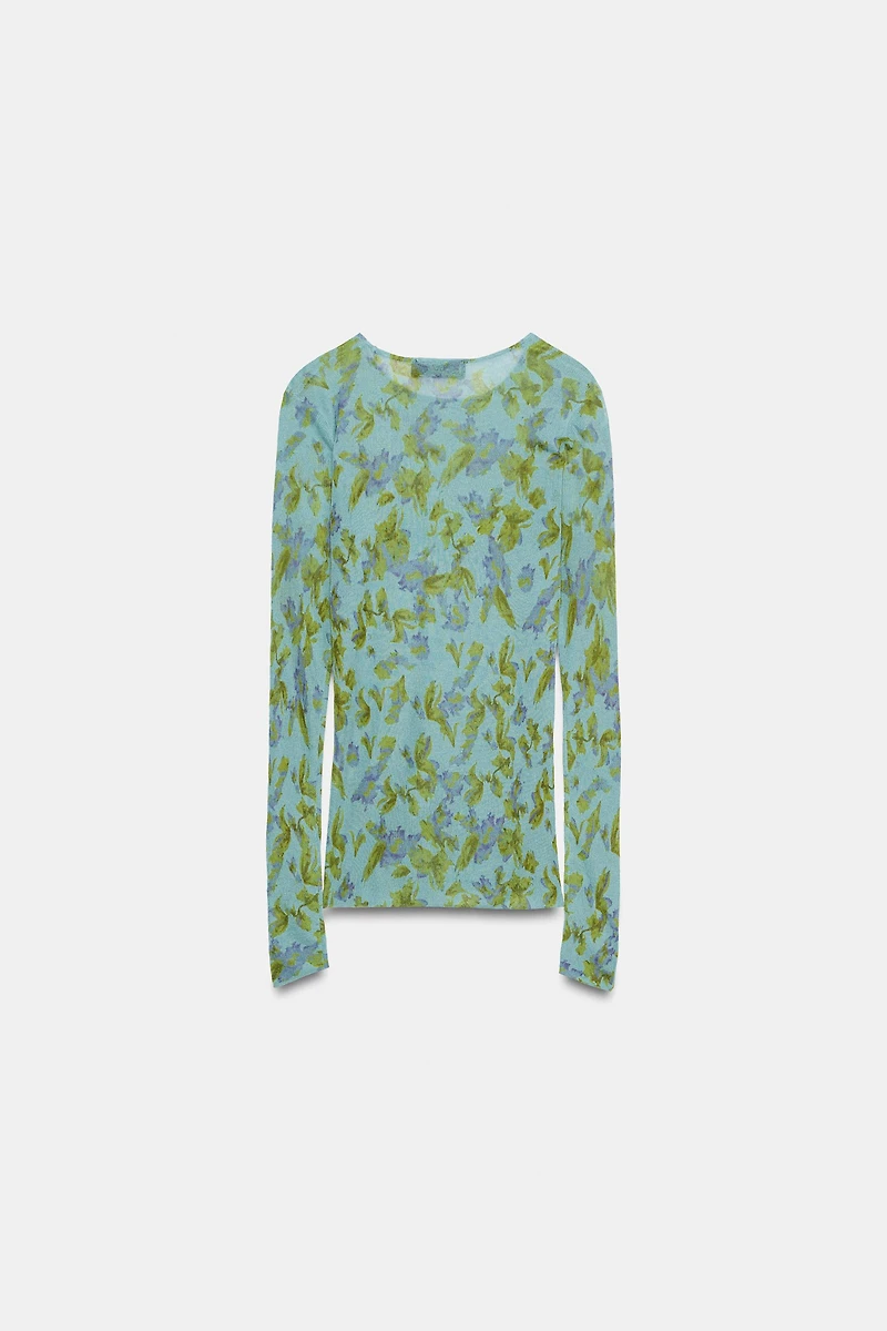 FLORAL PRINT KNIT TOP