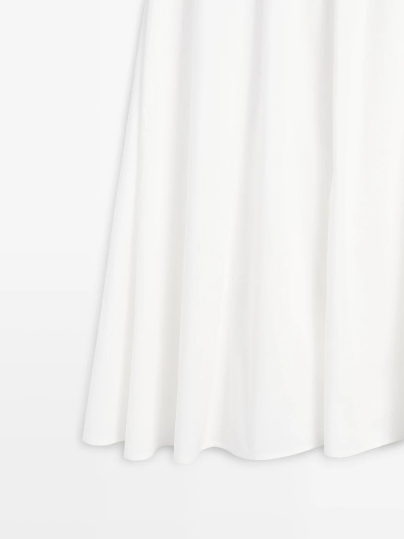 Long gathered poplin skirt